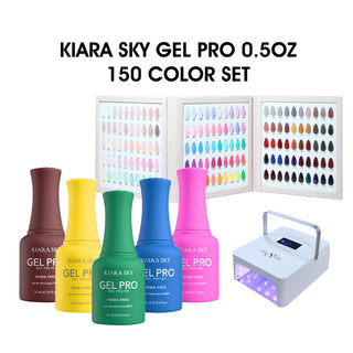 Kiara Sky Gel Pro 0.5oz - Full Set 150 Colors w/ 1 Swatch Book & 1 Cre8tion Professional Cordless Lamp