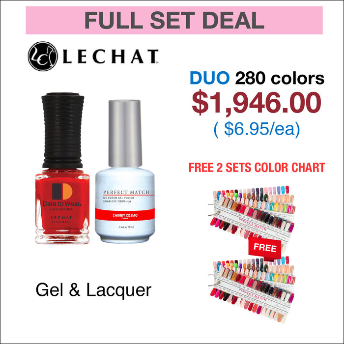 Lechat Perfect Match Duo (Gel & Lacquer) Matching color - Full set 280 colors w/ 2 sets Color Chart