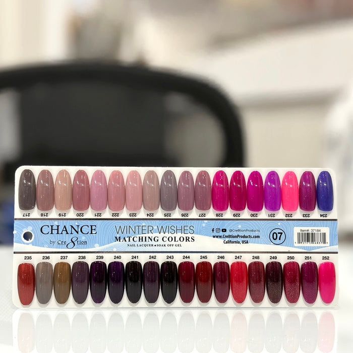 Chance Matching Color Gel & Nail Lacquer 0.5oz - 36 Colors #217 - #252 - Winter Wishes Collection w/ 2 set Color Chart