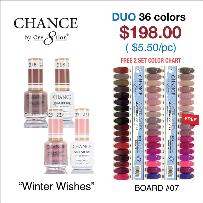 Chance Matching Color Gel &amp; Laca de uñas 0.5oz - 36 colores #217 - #252 - Colección Winter Wishes con 2 juegos de carta de colores