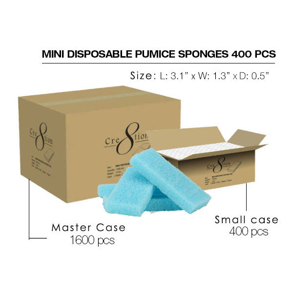 Cre8tion Mini Disposable Pumice Sponges 400 pcs - BLUE