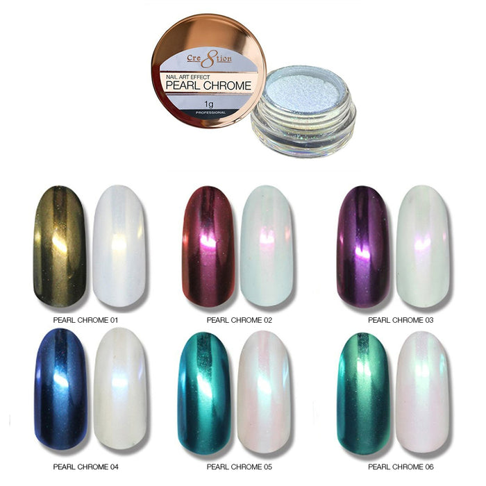 (Black Friday 2024 Deal) Cre8tion Pearl Chrome Nail Art Effect 1g - Buy 1 Get 1 Cre8tion Acrylic Top 0.5oz Free