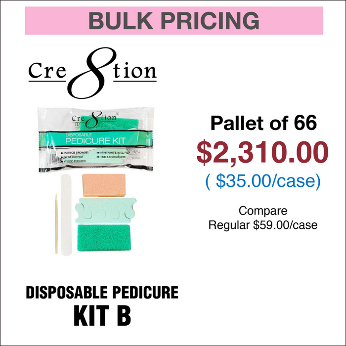 Cre8tion Disposable Kit B Pedicure - Pallet of 66, Case of 200 kits