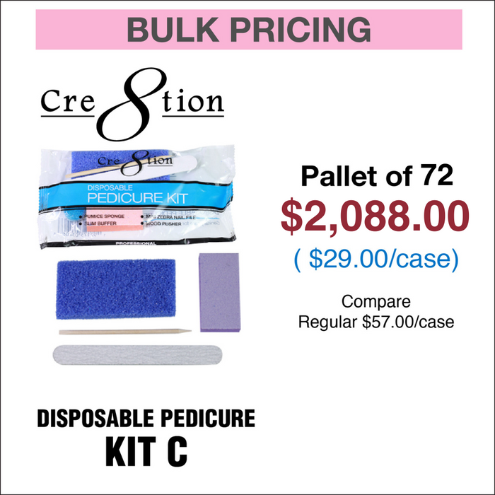 Cre8tion Disposable Kit C Pedicure - Pallet of 72 cases , Case of 200 kits
