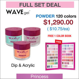 Wavegel Matching Powder 2oz - Princess Collection - Full set 120 Colors w/ 1 set Color Book