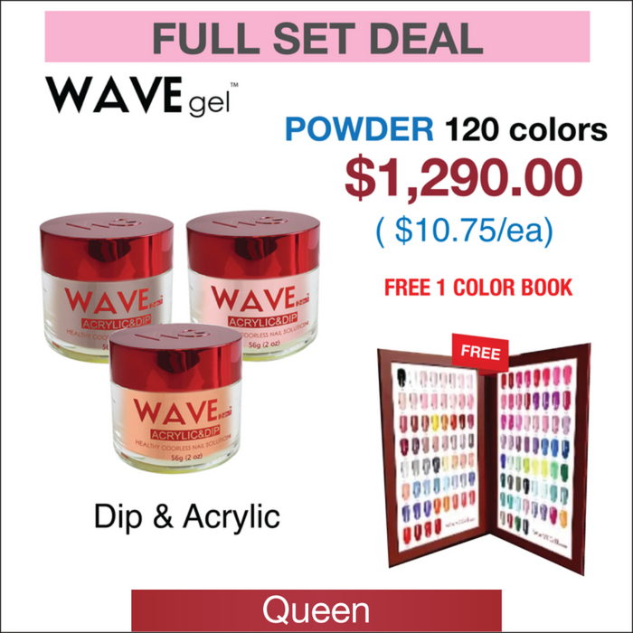Wavegel Matching Powder 2oz - Queen Collection - Full set 120 Colors w/ 1 set Color Book