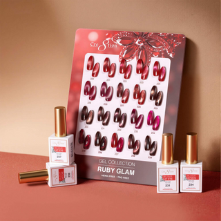 Cre8tion Cat Eye Gel 0.5oz - Ruby Glam Collection - 20 Colors (#220 - #239) w/ 1 Counter Display & 2 Magnet Tools