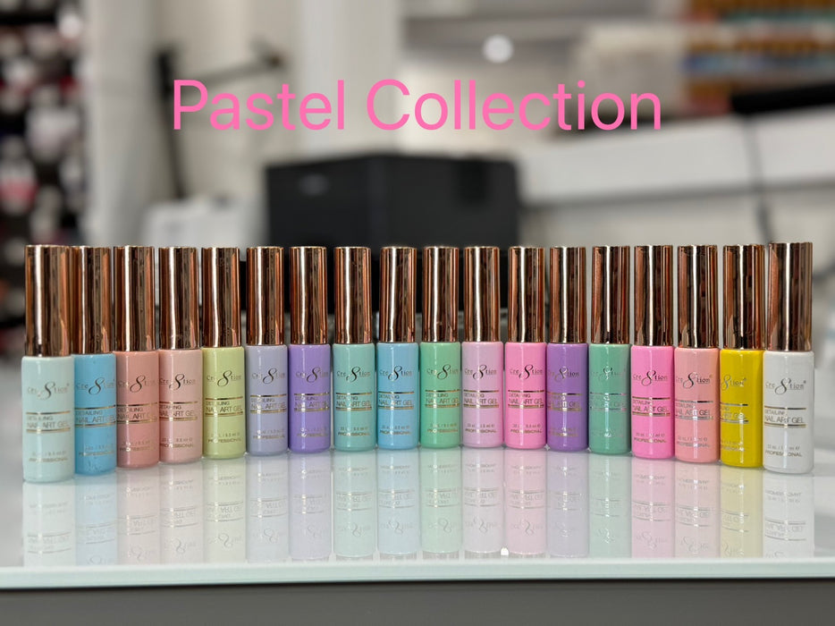 Cre8tion Detailing Nail Art Gel - Pastel Collection (See List) w/ 1 Top Diamond 0.5oz & 1 Detailing Gel Holder