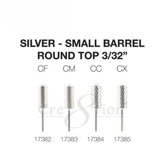 Cre8tion Silver Carbide- Small Barrel-Round Top- 3/32"