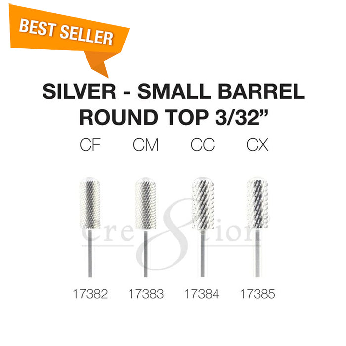 Cre8tion Silver Carbide- Small Barrel-Round Top- 3/32"