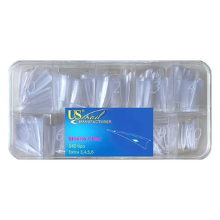 USN Stiletto Clear Tip Box 540pcs — USN Nail Tips | C8 Nail Supply