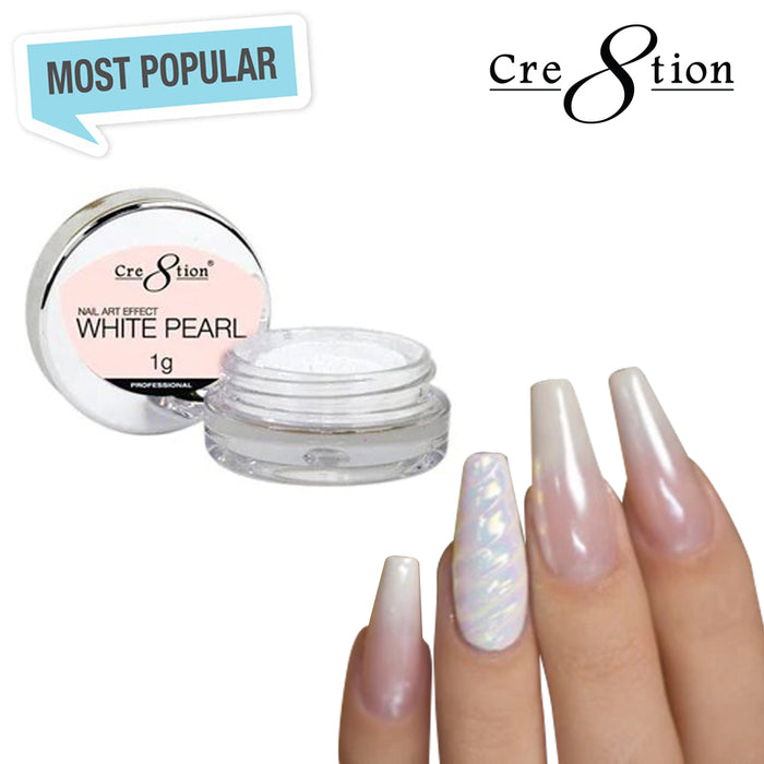 Cre8tion White Pearl Chrome Nail Art Effect 1g