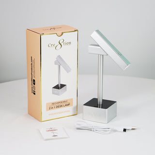 Cre8tion Portable Rechargeable 2in1 Desk Lamp - Silver 15W