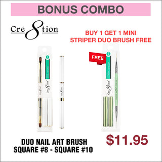 (Bonus Combo) Cre8tion Duo Nail Art Brush Square 12273 - Buy 1 Get 1 Mini Striper Duo Nail Art Brush 12221 Free - C8 Nail SupplyCre8tion12273-12221
