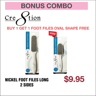 (Bonus Combo) Cre8tion Nickel Foot Files Long 2 sides 28021 - Buy 1 Get 1 Foot Files Oval 1 side 28028 Free - C8 Nail SupplyCre8tion28021-28028
