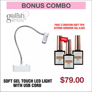 (Bonus Combo) Gelish Soft Gel Touch LED Light with USB Cord - Buy 1 Get 3 Free Cre8tion Soft Tips Extend - C8 Nail SupplyGelishBFCM-TouchLED-2