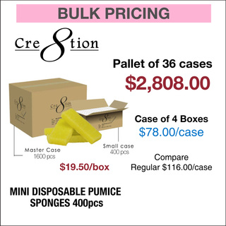 Cre8tion Mini Disposable Pumice Sponges 400 pcs - Pallet of 36 cases