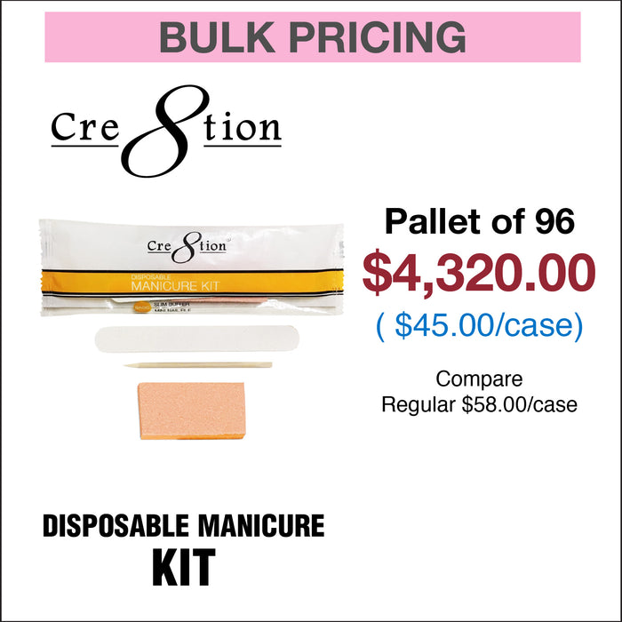 Cre8tion Disposable Manicure Kit - Pallet of 96, Case of 300 kits