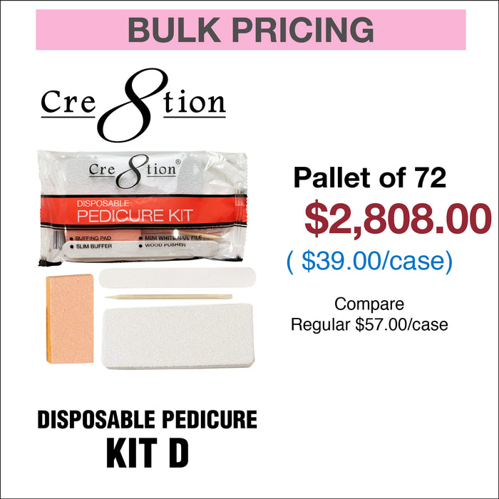 Cre8tion Disposable Kit D Pedicure - Pallet of 72, Case of 200 kits
