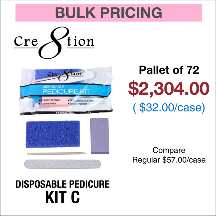 Cre8tion Disposable Kit C Pedicure - Pallet of 72 cases , Case of 200 kits