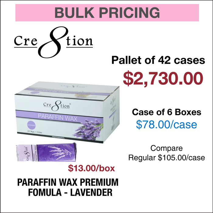 Cre8tion Paraffin Wax Lavender Premium Fomular - Paleta de 42 cajas, caja de 6 cajas