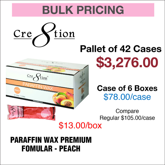 Cre8tion Paraffin Wax Peach Premium Fomular - Paleta de 42 cajas, caja de 6 cajas