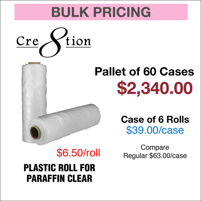 Cre8tion Plastic Roll for paraffin 11" x 19" - Pallet of 48, Case of 6 rolls