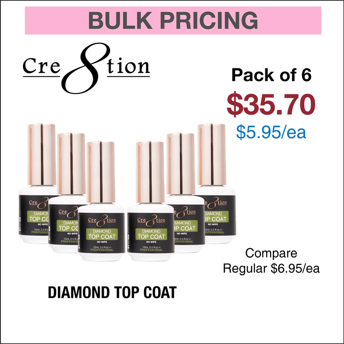 Cre8tion Diamond Soak Off Gel No wipe top coat 0.5oz