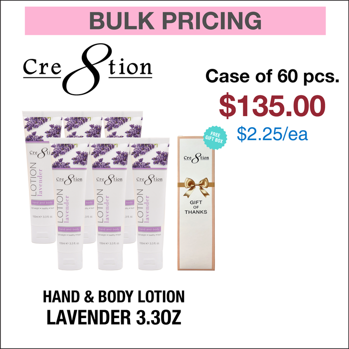 Cre8tion Loción para manos y cuerpo 3.3 oz - Caja de 60