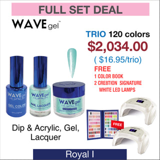 Wavegel Trio Matching Color - Royal I Collection - Full set 120 Colors ( #01 - #120) w/ 1 set Color Book & 2 Cre8tion Signature White LED Lamps