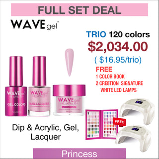 Wavegel Trio Matching Color - Princess Collection - Full set 120 Colors w/ 1 set Color Book & 2 Cre8tion Signature White LED Lamps