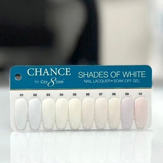 Chance Color Chart - Shades of White Collection 10 colors - C8 Nail SupplyCre8tion37200