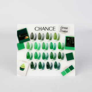 Chance Counter Display Color Chart - Green Escape Collection 18 colors - C8 Nail SupplyCre8tion37307