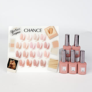 Chance Effortless Elegance Collection 0.5oz - 18 Colors w/ 1 Counter Display, 3 Chance No Wipe Top Coat 0.5oz & 1 Cre8tion White Pearl Chrome - C8 Nail SupplyCre8tion38032
