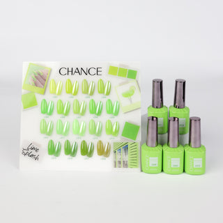 Chance Lime Splash Collection 0.5oz - 18 Colors w/ 1 Counter Display, 3 Chance No Wipe Top Coat 0.5oz & 1 Cre8tion White Pearl Chrome - C8 Nail SupplyCre8tion38012