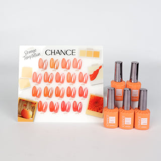 Chance Orange Temptation Collection 0.5oz - 18 Colors w/ 1 Counter Display, 3 Chance No Wipe Top Coat 0.5oz & 1 Cre8tion White Pearl Chrome - C8 Nail SupplyCre8tion38021