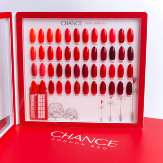 Chance Red London Collection 0.5oz - 48 Colors w/ 1 Color Booklet, 1 Color Board & 1 Cre8tion Polka Dot Filing Machine - C8 Nail SupplyCre8tion38028