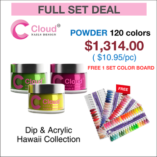 Cloud Nail Design - Hawaii Collection - Full set Dipping Powder 2oz 120 colors w/ 1 Color book