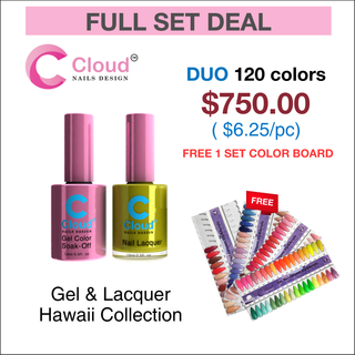 Cloud Nail Design - Hawaii Collection - Full set Matching Duo 0.5oz 120 colors w/ 1 Color book