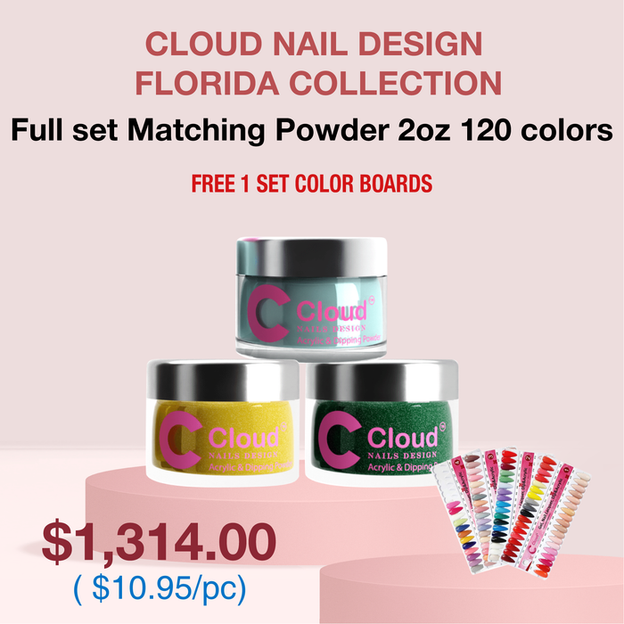 Cloud Nail Design - Florida Collection - Full set Dipping Powder 2oz 120 colors w/ 1 set color board