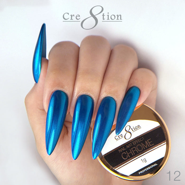 Chrome #12 Cre8tion efecto de arte de uñas de cromo azul brillante 1g