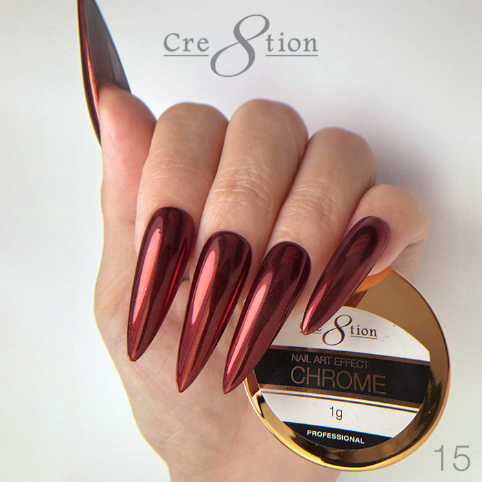 Cre8tion Chrome Nail Art Effect 1g - 15 Dark Red