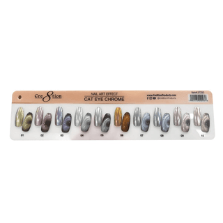 Cre8tion Cat Eye Chrome Color Board 10 colors - C8 Nail SupplyCre8tion37295