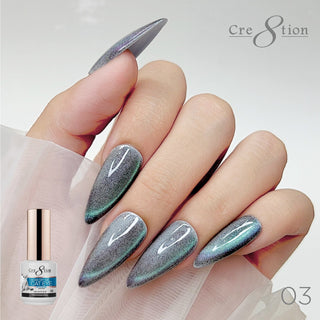 Cre8tion Cat Eye Gel 0.5oz - 36 Colors Board 4 (109 - 126) Mystical Collection (127 - 138) & Saphire Cat Eye (139 - 144) w/ 1 Round Shape Magnet, 1 Magnet Duo & 1 Color Chart - C8 Nail SupplyCre8tion