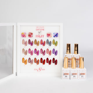 Cre8tion Cat Eye Gel 0.5oz - Fruit Collection - 18 Colors (202 - 219) w/ 1 Acrylic Booklet - C8 Nail SupplyCre8tion