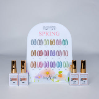 Cre8tion Cat Eye Gel 0.5oz - Spring Collection - 18 colors (145 - 162) w/ 1 Round Shape Magnet, 1 Magnet Duo & 1 Color Chart - C8 Nail SupplyCre8tionCATEYE-SPRING18