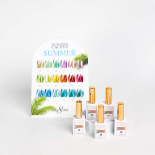 Cre8tion Cat Eye Gel 0.5oz - Summer Collection - 18 colors (37 - 48 & 139 - 144) w/ 1 Round Shape Magnet, 1 Magnet Duo & 1 Color Chart - C8 Nail SupplyCre8tionC8-CATEYE18-SUMMER