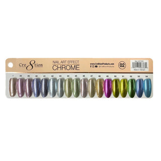 Cre8tion Chrome Nail Art Effect 1g - Full set 18 Colors (37 - 54) w/ 1 Chrome Base & 1 Chrome Top 0.5oz - C8 Nail SupplyCre8tion