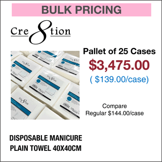 Cre8tion Disposable Manicure Plain Towel 40x40cm - Pallet of 25 Cases - C8 Nail SupplyCre8tion