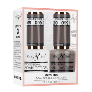 Cre8tion Matching Sets - 099 Vietnamese Coffee duo gel and lacquer set